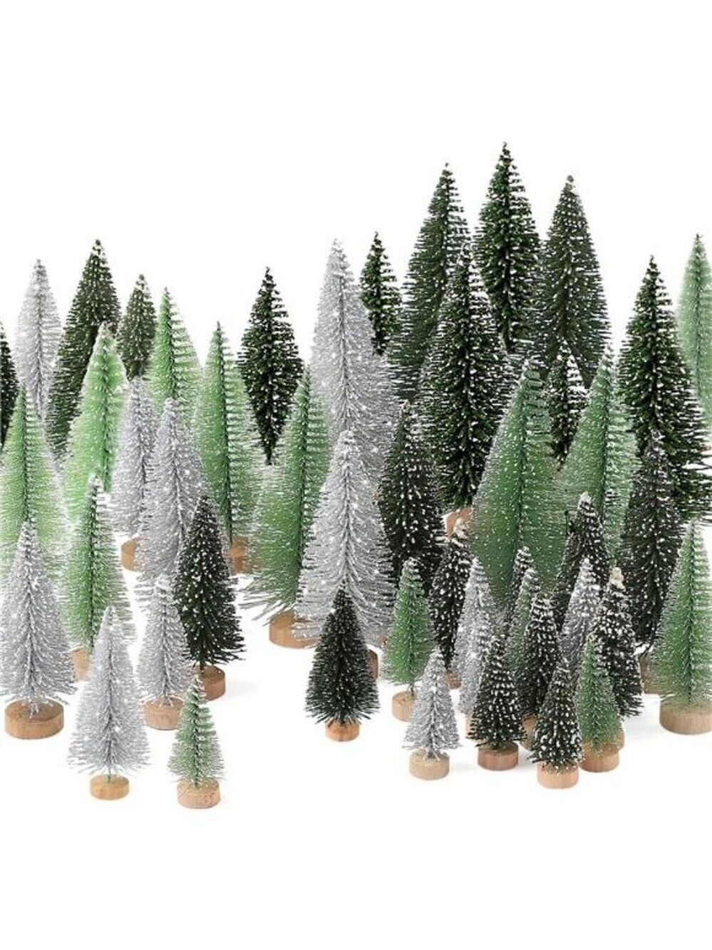 Mini Christmas Trees Set 30Pcs Tabletop Bottle Brush Holiday Decor DIY Crafts